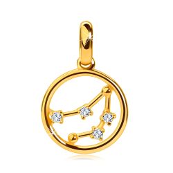 Šperky Eshop - 375 zlatý prívesok, kruh, súhvezdie Kozorožec, číre zirkóny, hladký povrch S2GG242.06