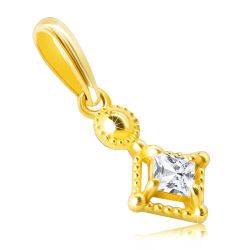 Šperky Eshop - Prívesok z 9K zlata - drobný trblietavý štvorcový zirkón v ozdobnej objímke S4GG245.13