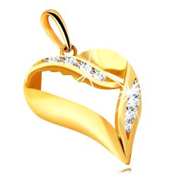 Šperky Eshop - Prívesok z 9K zlata - kontúra srdca, nepravidelná línia, lesklé číre zirkóny  S4GG243.61