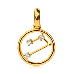 Šperky Eshop - Prívesok zo 14K žltého zlata, súhvezdie zverokruhu 'Baran', kruh, číre zirkóny S2GG242.27
