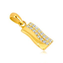 Šperky Eshop - Prívesok zo žltého 14K zlata - zvlnený pás, polovica vykladaná zirkónmi GG37.25