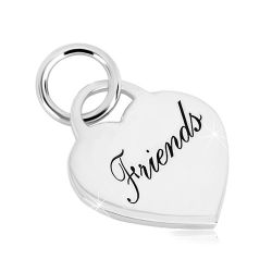 Šperky Eshop - Strieborný 925 prívesok - srdcový zámok s nápisom 'Friends', zrkadlovolesklý povrch AC23.01