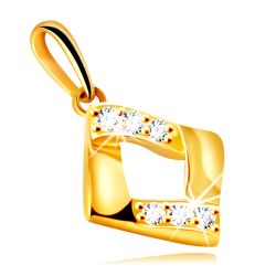 Šperky Eshop - Zlatý prívesok 585 - štyri prepletené línie vytvárajúce kosoštvorec, číre zirkóniky S1GG236.35
