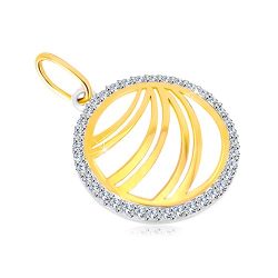Šperky Eshop - Zlatý prívesok 585 - zdvojené línie v zirkónovom prstenci z bieleho zlata GG35.25