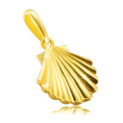 Zlatý prívesok z 9K žltého zlata - morská mušľa, lesklý a hladký povrch S4GG245.12