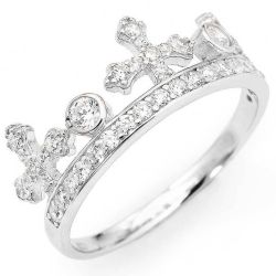 Amen Originálne strieborný prsteň so zirkónmi Crowns AC1 52 mm