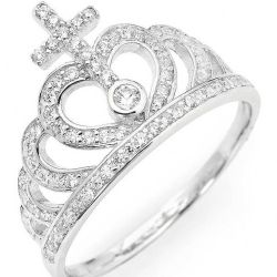 Amen Originálne strieborný prsteň so zirkónmi Crowns AC2 50 mm