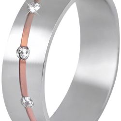 Beneto Dámsky bicolor prsteň z ocele SPD07 49 mm