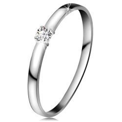 Briliantový prsteň v bielom 14K zlate - diamant čírej farby, lesklé ramená BT180.72/78 - Veľkosť: 50 mm