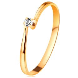 Briliantový prsteň zo žltého 14K zlata - diamant v kotlíku medzi zúženými ramenami BT179.42/48 - Veľkosť: 57 mm