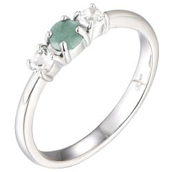 Brilio Silver Blýštivý strieborný prsteň so smaragdom Precious Stone SR09003D 58 mm