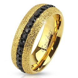 Oceľový prsteň zlatej farby, trblietavý, so zirkónovým pásom, 6 mm M16.21 - Veľkosť: 57 mm