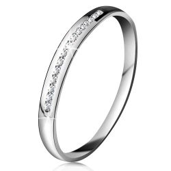 Šperky Eshop - Briliantový prsteň v bielom 14K zlate - ligotavá línia drobných čírych diamantov BT181.90/96/502.90/91/505.54/56 - Veľkosť: 49 mm