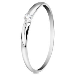 Šperky Eshop - Briliantový prsteň v bielom 14K zlate - tenké zárezy na ramenách, číry diamant BT501.76/81/505.59 - Veľkosť: 49 mm