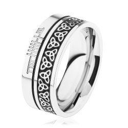 Šperky Eshop - Lesklá obrúčka, oceľ 316L, vzor - keltský uzol, lemy striebornej farby HH9.12 - Veľkosť: 64 mm