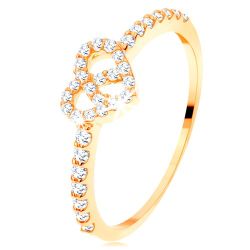 Šperky Eshop - Prsteň zo žltého 14K zlata - zirkónové ramená, ligotavý číry obrys srdca S3GG110.39/45/113.59/66 - Veľkosť: 61 mm