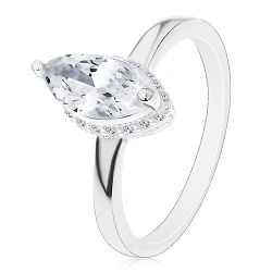 Šperky Eshop - Strieborný prsteň 925, zrnkový zirkón čírej farby v dekoratívnom kotlíku J16.03 - Veľkosť: 60 mm