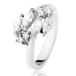 Šperky Eshop - Trblietavý prsteň striebornej farby, číre zrnkové a okrúhle zirkóniky R31.12 - Veľkosť: 51 mm