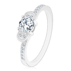 Šperky Eshop - Zásnubný prsteň, striebro 925 - trblietavá mašlička z čírych zirkónov J10.03 - Veľkosť: 61 mm