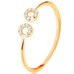 Šperky Eshop - Zlatý prsteň 375 s úzkymi oddelenými ramenami, malé zirkónové obruče GG120.22 - Veľkosť: 52 mm