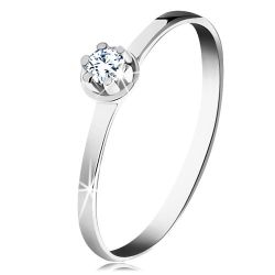 Šperky Eshop - Zlatý prsteň 585 - číry diamant vo vyvýšenom okrúhlom kotlíku, biele zlato BT153.55/59/503.10/12 - Veľkosť: 57 mm