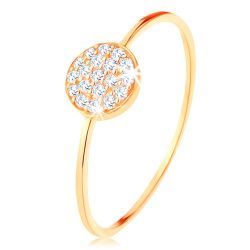 Šperky Eshop - Zlatý prsteň 585 - tenké lesklé ramená, kruh vykladaný čírymi zirkónmi S3GG125.09/125.12/125.15 - Veľkosť: 57 mm