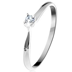 Šperky Eshop - Zlatý prsteň 585 - trblietavý číry diamant v štvorcípom kotlíku, biele zlato BT153.60/64 - Veľkosť: 49 mm