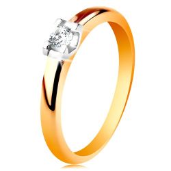 Šperky Eshop - Zlatý prsteň 585 - zaoblené ramená, okrúhly číry zirkón v kotlíku z bieleho zlata S3GG197.72/78 - Veľkosť: 56 mm