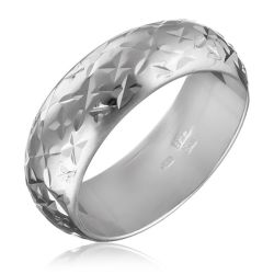 Strieborný lesklý prsteň 925 - gravírované hviezdičky H13.13 - Veľkosť: 54 mm