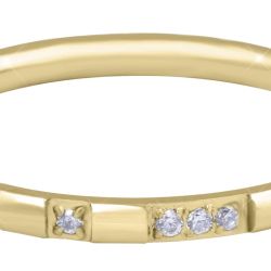 Troli Pozlátený minimalistický prsteň z ocele so zirkónmi Gold 54 mm