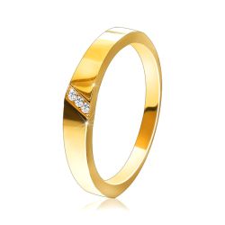 Zlatý prsteň v 14K zlate - diagonálny zárez s osadenými zirkónmi S3GG248.61/66 - Veľkosť: 49 mm