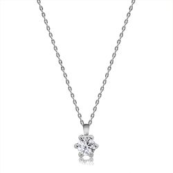 Šperky Eshop - Briliantový náhrdelník z bieleho 14K zlata - brúsený okrúhly diamant, kotlík s úchytmi, tenká retiazka S3BT509.69