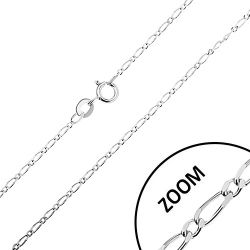 Šperky Eshop - Lesklá strieborná retiazka 925, dlhé a krátke oválne články, šírka 1,3 mm, dĺžka 500 mm R24.13