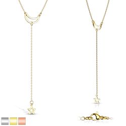 Šperky Eshop - Náhrdelník z chirurgickej ocele - polmesiac, retiazkový prívesok v tvare hviezdičky A20.13/15 - Farba: Zlatá