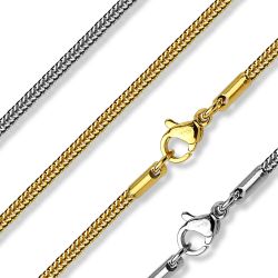 Šperky Eshop - Oceľová retiazka - hranatá retiazka z husto pospájaných očiek, 480 mm T10.10/11 - Farba: Zlatá