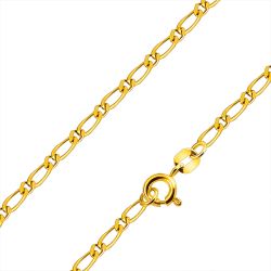 Šperky Eshop - Retiazka v žltom 18K zlate - striedavo napájané drobné a väčšie hladké a lesklé články, 450 mm S3GG171.18