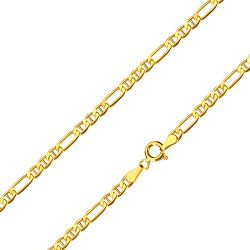 Šperky Eshop - Retiazka zo 14K žltého zlata - podlhovasté očko, tri oválne očká s paličkami, 450 mm S3GG100.34