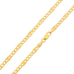 Šperky Eshop - Zlatá retiazka 585 - tri oválne očká, článok s gréckym kľúčom, 500 mm GG26.35