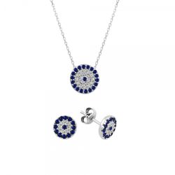 OLIVIE Sada strieborných šperkov so zirkónmi BLUE 1269