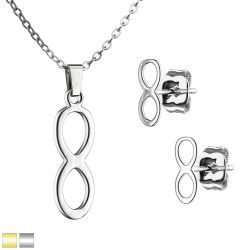 Šperky Eshop - Sada z chirurgickej ocele - náhrdelník a náušnice, motív INFINITY A23.08 - Farba: Zlatá