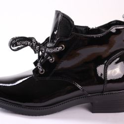 Dámska členková lakovaná obuv (DO130-1) - čierna