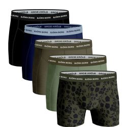 BJÖRN BORG - 5PACK essential plant army green boxerky