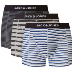 Jack & Jones Pánske boxerky, 3 kusy (XXL, pruhy/modrá/sivá/čierna)