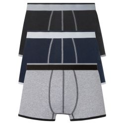 LIVERGY® Pánske bavlnené boxerky, 3 kusy (L, čierna/námornícka modrá/sivá)