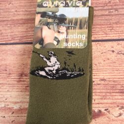 Pánske bavlnené ponožky THERMO (FEV5713) s poľovníckym vzorom 2. - zelené