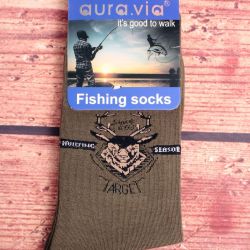 Pánske ponožky AURA.VIA (FE6711) - s rybárskym vzorom 2 - zelené