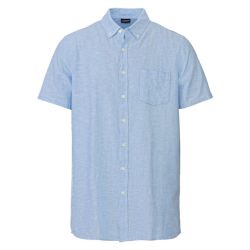LIVERGY® Pánska košeľa s krátkym rukávom z ľanu a bavlny (L (41/42), bledomodrá)