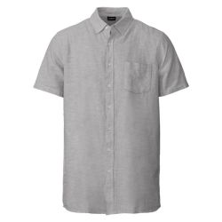 LIVERGY® Pánska košeľa s krátkym rukávom z ľanu a bavlny (S (37/38), sivá)