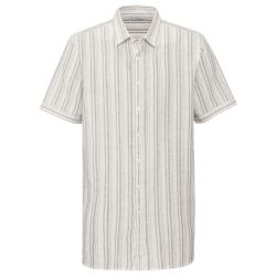 LIVERGY® Pánska ľanová košeľa „Regular fit“ (L (41/42), biela/sivá/pruhy)