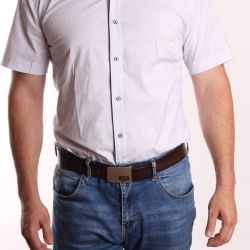 Pánska elastická košeľa s krátkym rukávom ENZO (3543) - biela vzorovaná